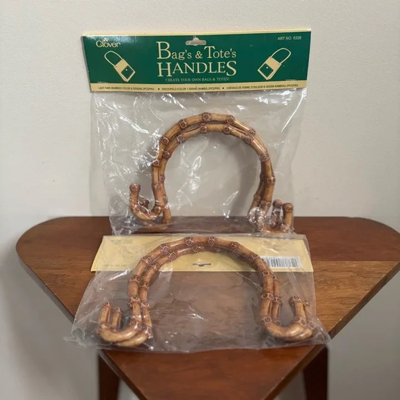 Set of 2 vintage faux bamboo bag handles - Picture 8 of 8